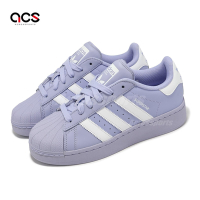 adidas 休閒鞋 Superstar XLG W 女鞋 紫 白 皮革 厚底 貝殼頭 三葉草 愛迪達 ID5735