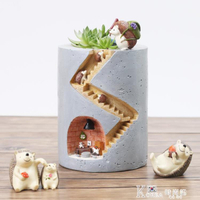 zakka創意卡通動物刺猬水培多肉植物花盆裝飾個性微景觀盆栽花器領券更優惠