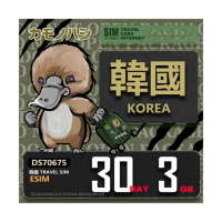 【鴨嘴獸Platypi.IF】韓國eSIM 30日 3GB 用完斷網 網卡(韓國上網卡 免換卡 流量上網卡)