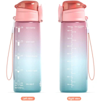 ZOMAKE Portable Motivational Sports Water Bottle 1 Litre with Time Marker Reusable Leak-proof BPA-Free Water Jug for Outdoor Gym
