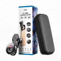 【APEXEL】五合一專業手機鏡頭套裝(廣角鏡頭 超廣角鏡頭 微距鏡頭 增距鏡頭 魚眼鏡頭 手機鏡頭)