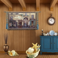 北歐臥室背景墻掛毯壁毯客廳壁掛裝飾畫經典藝術壁畫午后老街免郵