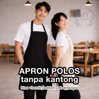 Celemek kain katun polos celemek masak polos tanpa kantong tidak waterproof