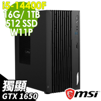 MSI 微星 PRO DP180 14-275TW 商用電腦(i5-14400F/16G/1TB+512G SSD/GTX1650/W11P)