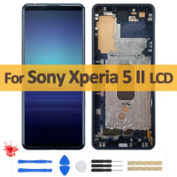 6.1" Original For Sony Xperia 5 II LCD SO-52A XQ-AS52 XQ-AS72 Display Touch Panel Screen Digitizer Assembly Frame For Sony X5 II