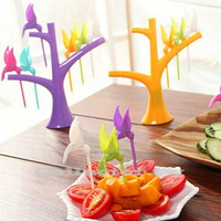 ✤宜家✤創意樹梢小鳥水果叉 6支裝 時尚可愛環保水果叉子