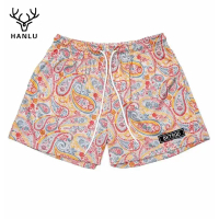 Hanlu Men's shorts fashion basketball shorts casual loose breathable quick drying sports running sho