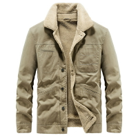 【巴黎精品】軍裝外套休閒夾克-冬季羊羔絨工裝寬鬆男外套4色a1ck51