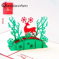 Qianxiaozhen 3D Christmas Cards Merry Christmas Cards Gift Card Christmas Decoration (With Free Envelopes)