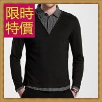 毛衣 長袖襯衫-假兩件造型針織羊毛男上衣59ac46【獨家進口】【米蘭精品】
