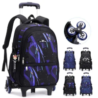 Children's Wheel Backpack Boy School Bag with Wheels School Rolling Backpack School Backpack for Kids Rolling Luggage Book Bag