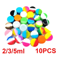 10PCS Silicone Container 2ML 3ML 5ML Jar Storage Box Mix Colors Nonstick Concentrate Containers Jars Oil Wax Case