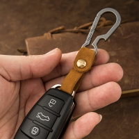 鈦合金皮扣汽車遙控器鑰匙鏈掛件男士腰掛鑰匙扣個性創意鎖匙圈環