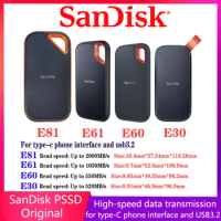 SanDisk PSSD E30 E61 E81 Extreme PRO 4TB 2TB 1TB 500G 80GB USB 3.2 Portable External Solid State Drive NVME Hard Disk for PS5 PC