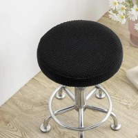 Corn Lint Knitting Checkered Texture Round Stool Cover Bar Lift Swivel Chair Chair Cover Beauty Salon Stool Protective Cover