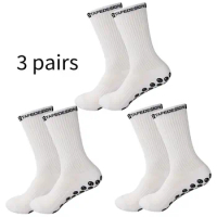 3 pairs of professional anti slip sports socks, non slip rubber grip pads, football socks, yoga jump rope boxing, fitness compet