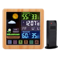 Multi Functional Touch Screen Key Wireless Color Screen Temperature And Humidity Meter Backlight Weather Clock Forecast Clock