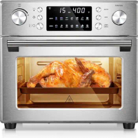 26.4QT Air Fryer Oven, 2 in 1 Toaster Oven Air Fryer Combo, Stainless Steel Rotisserie Air Fryer with Rotisserie &amp; Dehydrator