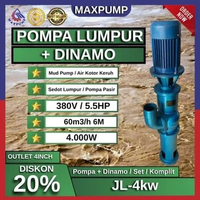 MAXPUMPM JL-4KW Pompa Lumpur 4 Inch 4000Watt 60 Kubik/Jam 6 Meter Head untuk Peternakan & Pabrik Pak