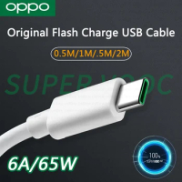 2M Original 65W 6A USB Type C Cable 5A Super Vooc Charger Kable For OPPO Find X3 A94 A9 Reno 6 Pro R17 F19 Realme Flash Charging