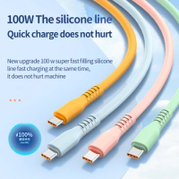 6A USB A to Type-C Cable 100W Fast Charging USB C Data Cable Liquid Silicone Type C Cable For Samsung S21 S20 Huawei Xiaomi