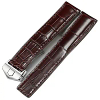 PCAVO Customized Crocodile Leather Strap Fit For TAG Heuer Autavia CARRERA Leather WatchBands