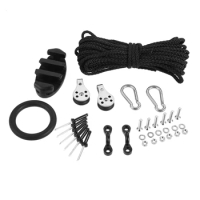 1 Set Canoe Kayak Anchor Trolley System Accessories Rivets Fixings Rope Cleat Pulleys Snap Hook Kit Marine Grade Stainless Steel