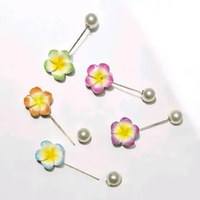 Camora Frangipani Bros Tuspin Panjang Mutiara Brooch Bunga Kamboja Bali Clay Tusuk Pin Hijab Tuspin 