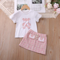 Humor Bear Girls Baby Kids Children Clothes Suit Sweet Cute Cartoon Chanel's Style Children Clothing