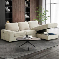 101" High Back Bedroom Sofa, L Shape Convertible Sectional Sofa, Modern Comfy Couch, Removable Cover, High Armrest,USB Port