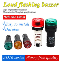 ad16-22sm AC and DC flashing buzzer 220v24v12v Loud and intermittent LED audible and visual alarm with light flashing buzzer