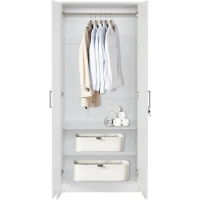 2 Door Wardrobe, Wooden Armoire with 3-Shelves and Hanging Rod for Bedroom 72-Inch Wardrobe Storage Cabinet, White