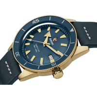 【Rado 雷達表】Captain Cook庫克船長系列 300米青銅復刻造型機械腕錶-藍 皮錶帶42mmR05(R32504205)