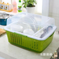 瀝水架加厚塑料大號有蓋碗櫃廚房餐具收納架碗筷整理籃防塵透明瀝水架櫃 雙十一購物節