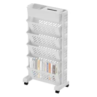 5 Tier Mobile Storage Rack Multi-Layer Shelf With Wheels Organizer Bookshelf Table Sundry Storage Kitchen Study Storage Cabinet