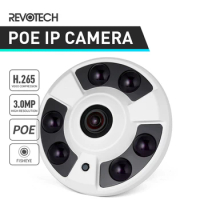 H.265 POE HD 3MP Fisheye IP Camera 1296P / 1080P Array LED IR Panoramic Night Vision Security CCTV Video Surveillance Cam System