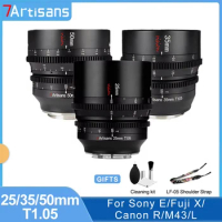 7artisans 25mm 35mm 50mm T1.05 APS-C Cine Cinematic Lens for Sony E Canon R RF Fuji X M4/3 Leica Sig