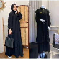Kalla Maxy Dress Wanita Crinkel Airflow Premium Syari   Gamis Lebaran Nyaman Panjang gamis  korea im