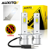 AUXITO 2Pcs H1 LED Headlight Bulb Canbus 20000LM 16PCS CSP H7 LED High Low Beam 1:1 Mini Size With Fan 12V 6500K White Plug&amp;Play
