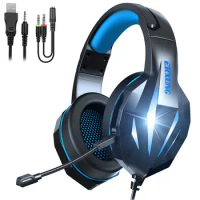 Sci-fi style LED light PS4 Gaming headset With Microphone USB+3.5MM Stereo Bass Wired headphones For Fortnite NBA2K GTA