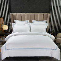 100%Egyptian Cotton Luxury 600TC Frame Embroidery White Hotel Duvet Cover Set Premium Bed Sheet Pillow shams Queen King 4Pcs