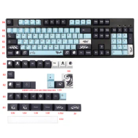 GMK Mizu Cherry Profile 136 Keys Keycaps Sublimation PBT Material Keyboard Keycap Black Blue Compatible With MX Switch