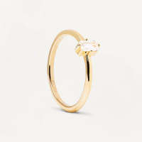 【PD PAOLA】西班牙時尚潮牌 祖母綠切割單鑽戒指 簡約金色戒指 MIA(925純銀鑲18K金)