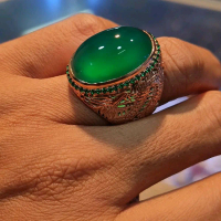 Natural Cincin Akik Bacan Gulau Ijo Botol Super Kristal Giwang Ring Perak