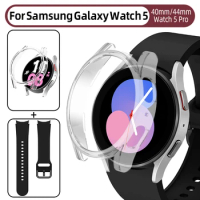 2 in 1 Set For Samsung Galaxy Watch 5 Cover Case &amp; Silicone Strap For Galaxy Watch5 40mm / 44mm / Watch5 Pro 45mm Accessories