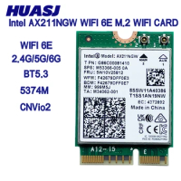 WiFi 6E 5374Mbps Intel AX211 CNVio2 M.2 Wifi Wireless Card Bluetooth 5.3 802.11ax Dual Band WiFi6 Wireless Adapter for Win10 64