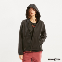Hang Ten-女裝-恆溫多功能-防風防輕潑水可拆帽貼合軟殼刷毛撞色外套-黑
