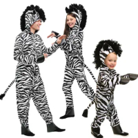 Children's Day Zebra Cosplay Costume Halloween Wild Zebra Cosplay Stage Performance Costume Wild Zebra Parent-child Costume