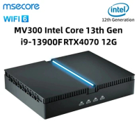 New Msecore MV300 Intel Core 13th Gen i9-13900F RTX4070 12G Graphic Card Mini PC Gamer Desktop Computer Windows 11 WiFi6 BT5.3
