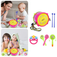 5pcs Kids Baby Roll Drum Musical Instruments Band Kit Children Animal Magnets for Toddlers with Board Kids Sewing Set for Boys